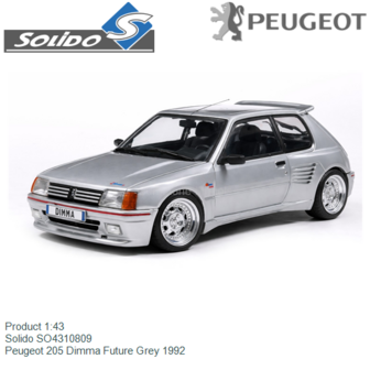 Product 1:43 | Solido SO4310809 | Peugeot 205 Dimma Future Grey 1992