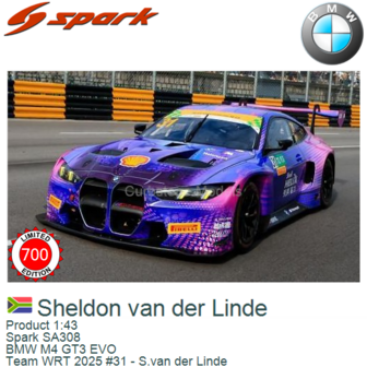 Product 1:43 | Spark SA308 | BMW M4 GT3 EVO | Team WRT 2025 #31 - S.van der Linde