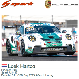 Product 1:43 | Spark US417 | Porsche 911 GT3 Cup 2024 #24 - L.Hartog 
