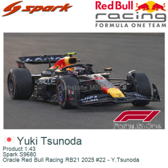 Product 1:43 | Spark S9680 | Oracle Red Bull Racing RB21 2025 #22 - Y.Tsunoda