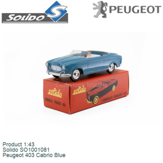 Product 1:43 | Solido SO1001081 | Peugeot 403 Cabrio Blue