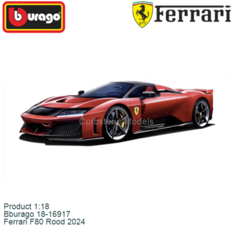 Product 1:18 | Bburago 18-16917 | Ferrari F80 Rood 2024