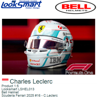 Product 1:5 | Looksmart LSHEL013 | Bell Helmet | Scuderia Ferrari 2025 #16 - C.Leclerc