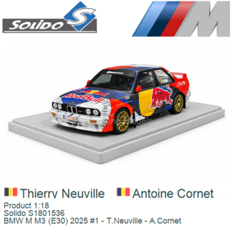 Product 1:18 | Solido S1801536 | BMW M M3 (E30) 2025 #1 - T.Neuville - A.Cornet