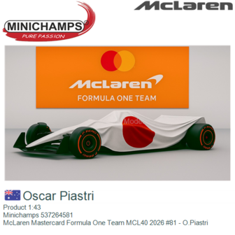 Product 1:43 | Minichamps 537264581 | McLaren Mastercard Formula One Team MCL40 2026 #81 - O.Piastri