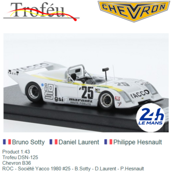 Product 1:43 | Trofeu DSN-125 | Chevron B36 | ROC - Soci&eacute;t&eacute; Yacco 1980 #25 - B.Sotty - D.Laurent - P.Hesnault