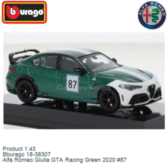 Product 1:43 | Bburago 18-38307 | Alfa Romeo Giulia GTA Racing Green 2020 #87