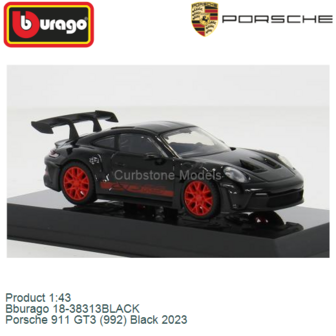 Product 1:43 | Bburago 18-38313BLACK | Porsche 911 GT3 (992) Black 2023