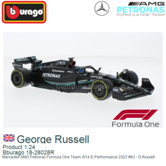Product 1:24 | Bburago 18-28028R | Mercedes AMG Petronas Formula One Team W14 E-Performance 2023 #63 - G.Russell