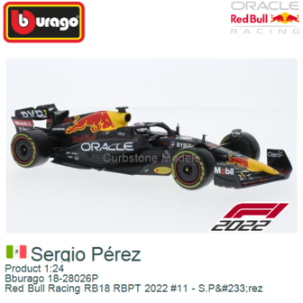 Product 1:24 | Bburago 18-28026P | Red Bull Racing RB18 RBPT 2022 #11 - S.P&amp;#233;rez