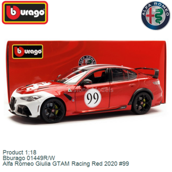 Product 1:18 | Bburago 01449R/W | Alfa Romeo Giulia GTAM Racing Red 2020 #99