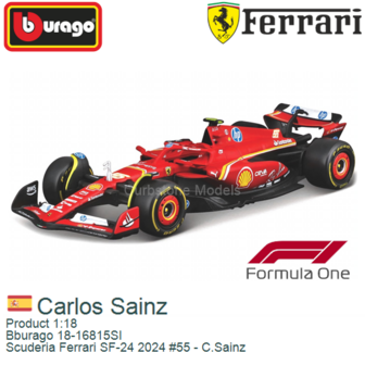 Product 1:18 | Bburago 18-16815SI | Scuderia Ferrari SF-24 2024 #55 - C.Sainz