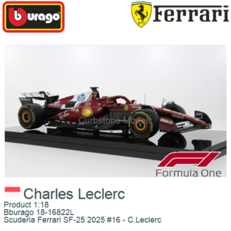 Product 1:18 | Bburago 18-16822L | Scuderia Ferrari SF-25 2025 #16 - C.Leclerc