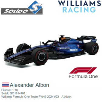 Product 1:18 | Solido SO1814401 | Williams Formula One Team FW46 2024 #23 - A.Albon