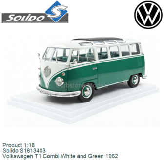 Product 1:18 | Solido S1813403 | Volkswagen T1 Combi White and Green 1962