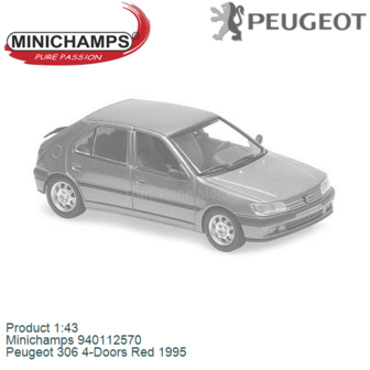Product 1:43 | Minichamps 940112570 | Peugeot 306 4-Doors Red 1995