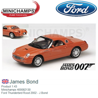 Product 1:43 | Minichamps 400082130 | Ford Thunderbird Rood 2002 - J.Bond