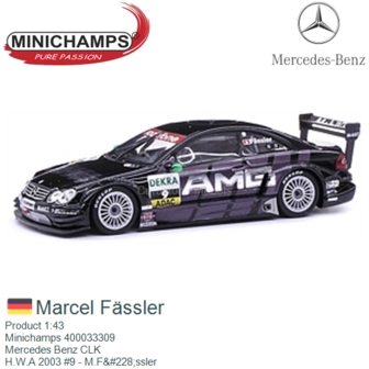 Product 1:43 | Minichamps 400033309 | Mercedes Benz CLK | H.W.A 2003 #9 - M.F&amp;#228;ssler
