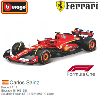 Product 1:18 | Bburago 18-16815SI | Scuderia Ferrari SF-24 2024 #55 - C.Sainz