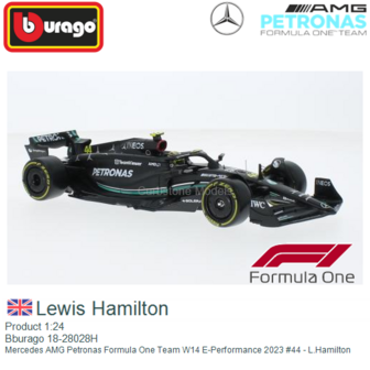 Product 1:24 | Bburago 18-28028H | Mercedes AMG Petronas Formula One Team W14 E-Performance 2023 #44 - L.Hamilton