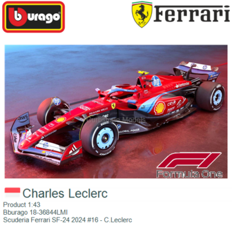 Product 1:43 | Bburago 18-36844LMI | Scuderia Ferrari SF-24 2024 #16 - C.Leclerc