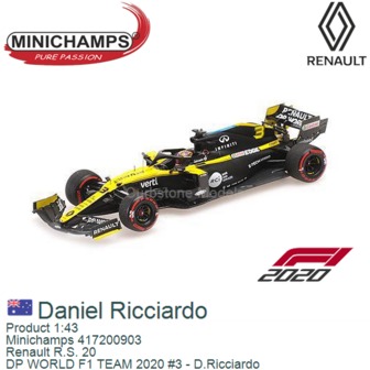 Product 1:43 | Minichamps 417200903 | Renault R.S. 20 | DP WORLD F1 TEAM 2020 #3 - D.Ricciardo