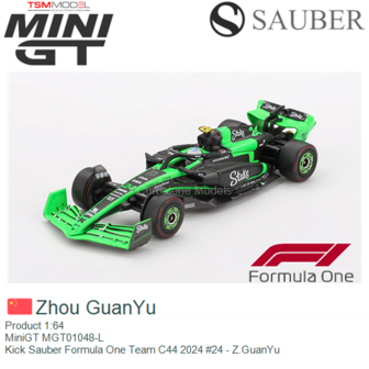 Product 1:64 | MiniGT MGT01048-L | Kick Sauber Formula One Team C44 2024 #24 - Z.GuanYu
