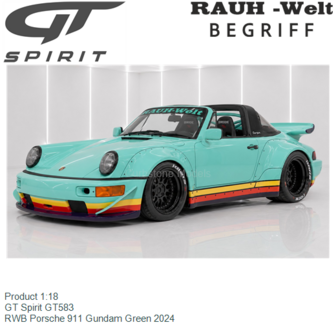 Product 1:18 | GT Spirit GT583 | RWB Porsche 911 Gundam Green 2024