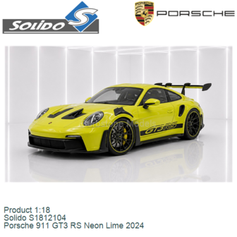 Product 1:18 | Solido S1812104 | Porsche 911 GT3 RS Neon Lime 2024