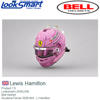 Product 1:5 | Looksmart LSHEL035 | Bell Helmet | Scuderia Ferrari 2026 #44 - L.Hamilton