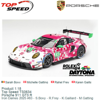 Product 1:18 | Top Speed TS0634 | Porsche 911 GT3 R | Iron Dames 2025 #83 - S.Bovy - R.Frey - K.Gaillard - M.Gatting