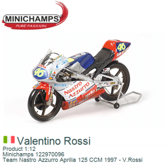 Product 1:12 | Minichamps 122970096 | Team Nastro Azzurro Aprilia 125 CCM 1997 - V.Rossi
