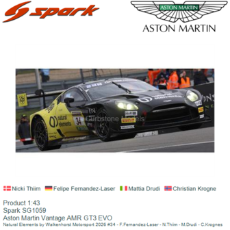 Product 1:43 | Spark SG1059 | Aston Martin Vantage AMR GT3 EVO | Natural Elements by Walkenhorst Motorsport 2026 #34 - F.Fernan
