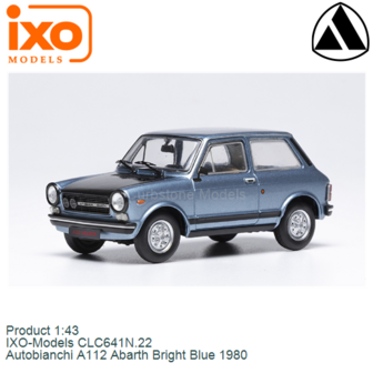 Product 1:43 | IXO-Models CLC641N.22 | Autobianchi A112 Abarth Bright Blue 1980