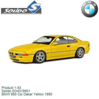 Product 1:43 | Solido SO4319501 | BMW 850 Csi Dakar Yellow 1990