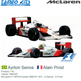 Product 1:43 | Tameo TMK447 | McLaren F1 MP4/4 Honda 1988 #11 #12 - A.Senna - A.Prost