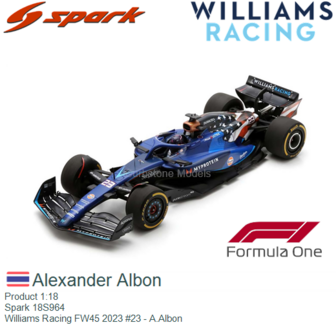 Product 1:18 | Spark 18S964 | Williams Racing FW45 2023 #23 - A.Albon