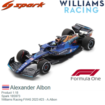Product 1:18 | Spark 18S973 | Williams Racing FW45 2023 #23 - A.Albon
