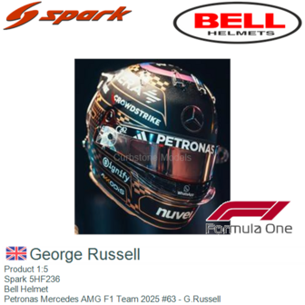 Product 1:5 | Spark 5HF236 | Bell Helmet | Petronas Mercedes AMG F1 Team 2025 #63 - G.Russell
