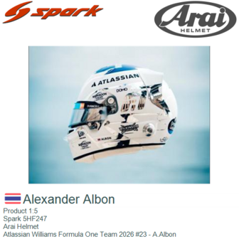 Product 1:5 | Spark 5HF247 | Arai Helmet | Atlassian Williams Formula One Team 2026 #23 - A.Albon