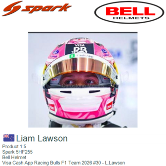 Product 1:5 | Spark 5HF255 | Bell Helmet | Visa Cash App Racing Bulls F1 Team 2026 #30 - L.Lawson