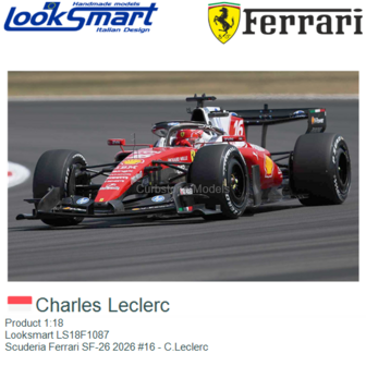 Product 1:18 | Looksmart LS18F1087 | Scuderia Ferrari SF-26 2026 #16 - C.Leclerc