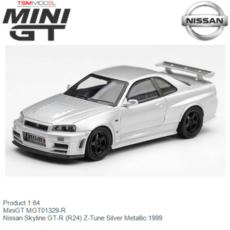 Product 1:64 | MiniGT MGT01329-R | Nissan Skyline GT-R (R24) Z-Tune Silver Metallic 1999