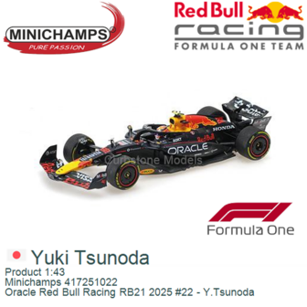 Product 1:43 | Minichamps 417251022 | Oracle Red Bull Racing RB21 2025 #22 - Y.Tsunoda