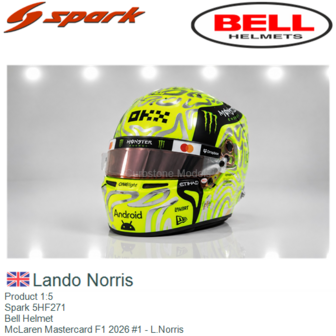 Product 1:5 | Spark 5HF271 | Bell Helmet | McLaren Mastercard F1 2026 #1 - L.Norris