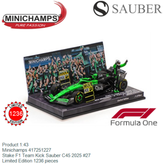 Product 1:43 | Minichamps 417251227 | Stake F1 Team Kick Sauber C45 2025 #27
