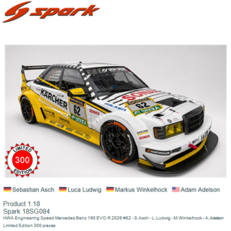 Product 1:18 | Spark 18SG084 | HWA Engineering Speed Mercedes Benz 190 EVO.R 2026 #62 - S.Asch - L.Ludwig - M.Winkelhock - A.Ad