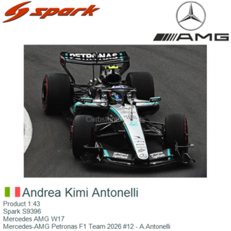 Product 1:43 | Spark S9396 | Mercedes AMG W17 | Mercedes-AMG Petronas F1 Team 2026 #12 - A.Antonelli