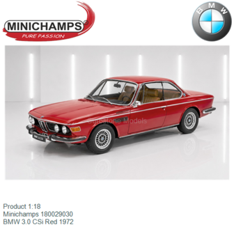 Product 1:18 | Minichamps 180029030 | BMW 3.0 CSi Red 1972