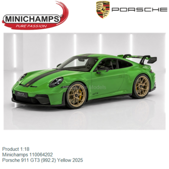 Product 1:18 | Minichamps 110064202 | Porsche 911 GT3 (992.2) Yellow 2025